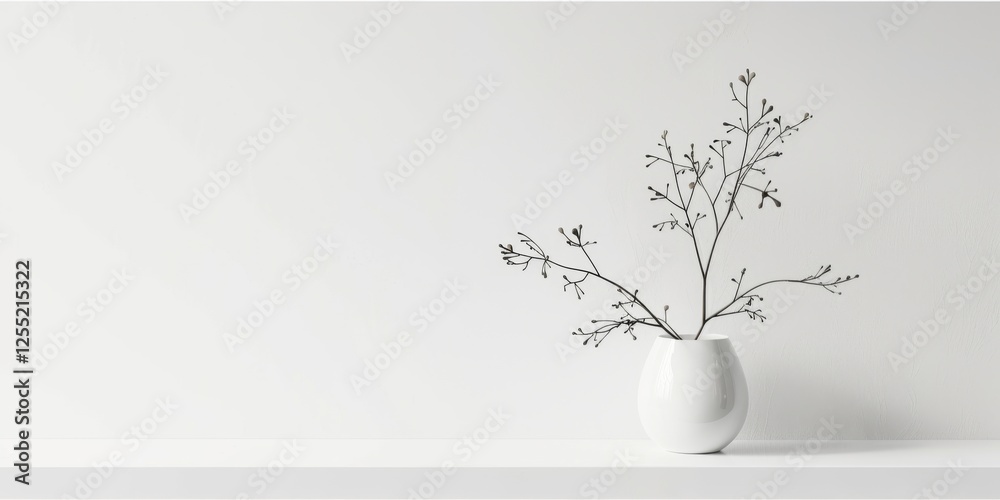 Poster A minimalist composition featuring a stark white backdrop, Abstract minimalistic design with geometric shapes, Contemporary minimalist style