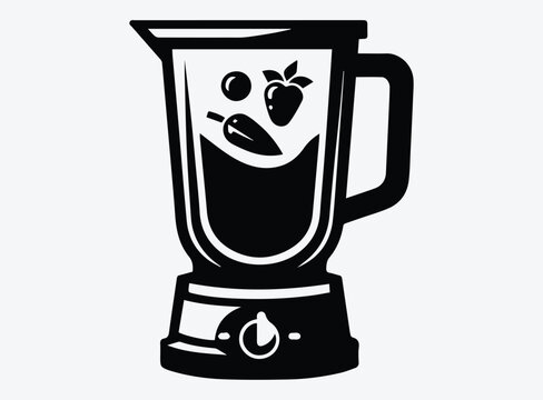 black blender with fruits, smoothie preparation clip art preview