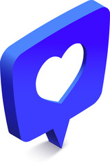 Blue speech bubble with heart cut out symbolizing love, affection, and positive emotions, perfect for social media, Valentine s Day, or romantic projects