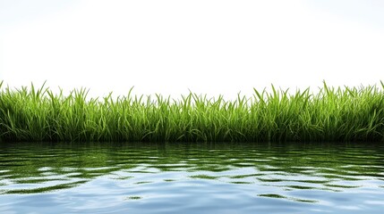 Green Grass Reflecting on Calm Water