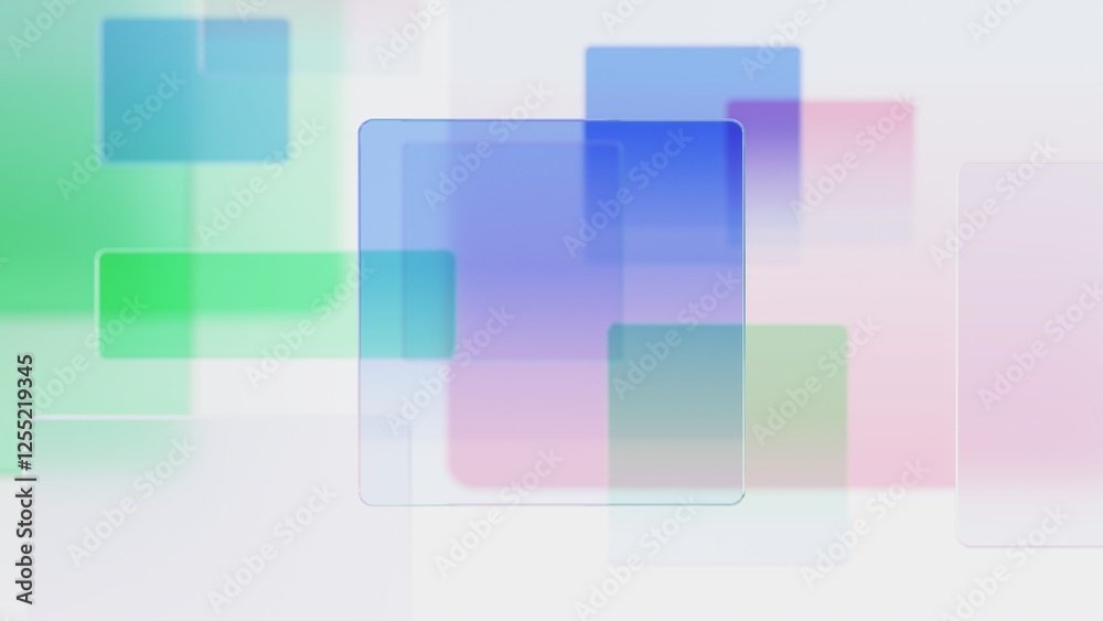 Leinwandbilder 3d rendering of abstract transparent geometry glass with gradient colors, computer digital concept