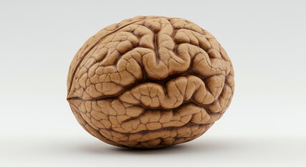 Obraz premium Brown walnut shell is textured like human brain surface