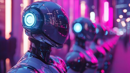 Futuristic androids against so paulos vibrant urban landscape