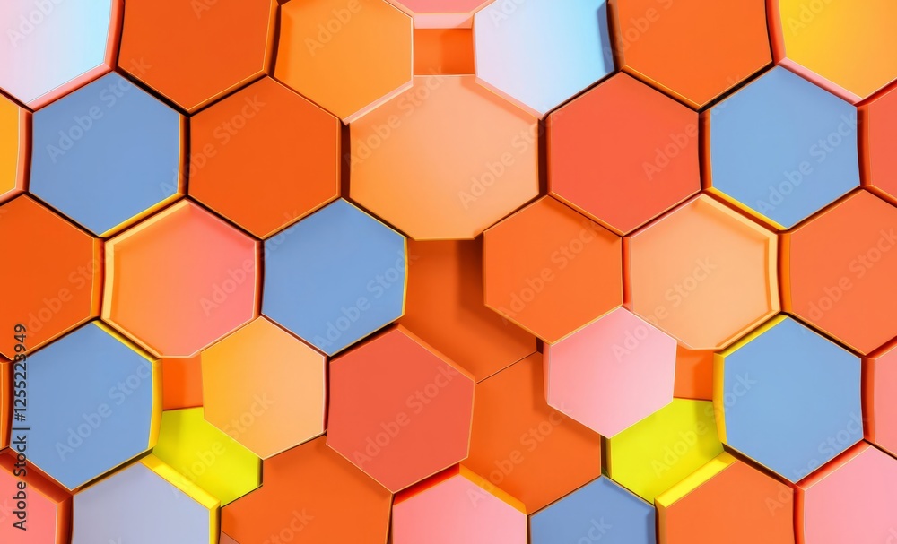 Wall mural modern hexagon effect 3d rendering colorful background 3d wallpaper wallpaper background abstract 3d