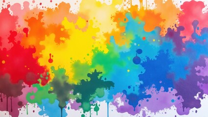 Obraz premium A vivid watercolor explosion dances in a kaleidoscope of blues, greens, yellows, reds, and oranges. Each splash radiates energy and life