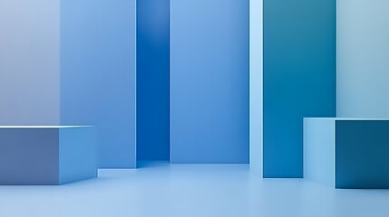 Abstract Blue Geometric Shapes Minimalist Design