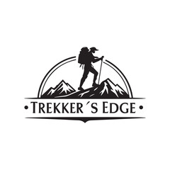 trekker's edge silhouette vector line art logo