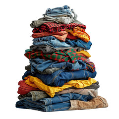 pile of used clothes on a transparent background, PNG