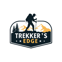 trekker's edge silhouette vector line art logo