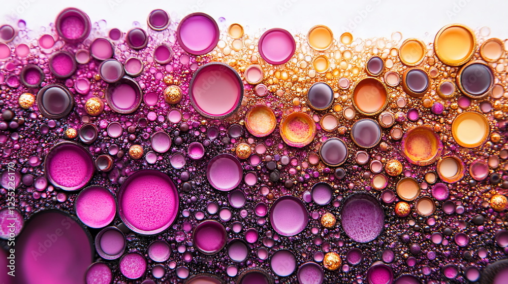 Aufkleber colorful abstract background with circles and bubbles in shades of pink and orange