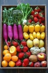 Colorful fresh fruits and vegetables promoting healthy eating habits