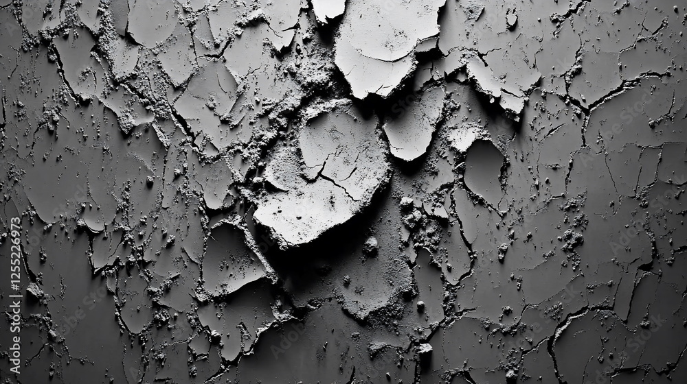 Aufkleber cracked and peeling concrete surface with grey tones and abstract texture pattern