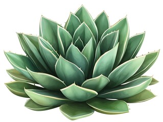 Fototapeta premium Detailed illustration of a succulent plant, isolated on white background. Possible use for botanical illustration or nature design