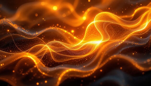 Golden Luminescence Flow, A Mesmerizing Dance of Light and Particles