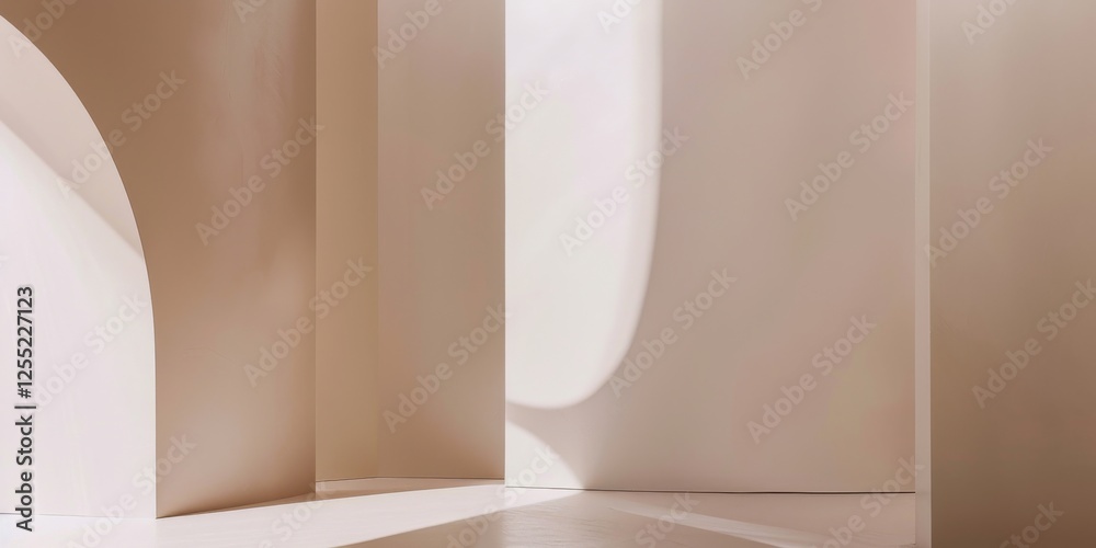 Poster a minimalist design featuring a clean white backdrop, abstract minimalist shapes in muted tones, con