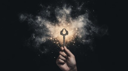 Unlocking potential magical key in dark space fantasy concept