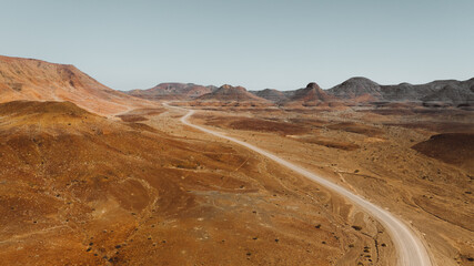 Aerial view of Desert landscape with large mountains in Namibia,Africa 