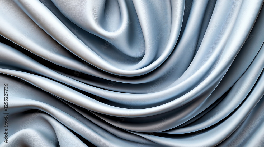 Aufkleber Smooth Silky Fabric Draped Elegantly in Soft Blue Tones, Close-Up Textile Background for Design Projects