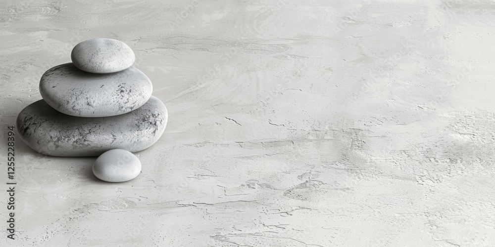 Poster a minimalist design featuring a light pebble gray background, smooth textures and neutral tones, mod