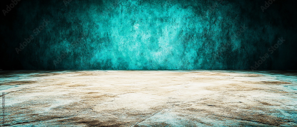Poster Abstract Texture Background with Turquoise Wall and Smooth Floor for Creative and Artistic Projects