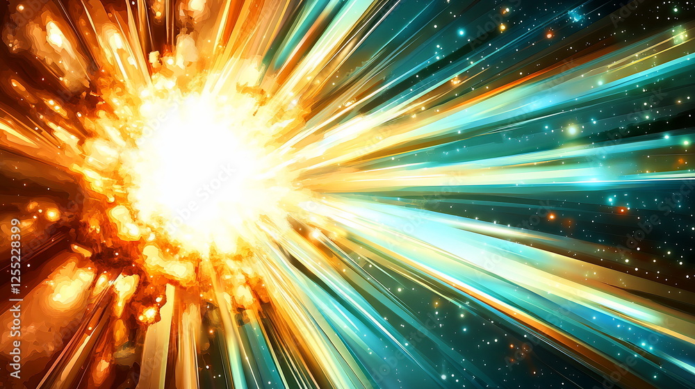 Aufkleber Abstract explosion of light and color creating dynamic energy in a vibrant cosmic background