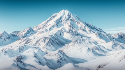 Majestic snow-capped mountain range nature landscape clear sky