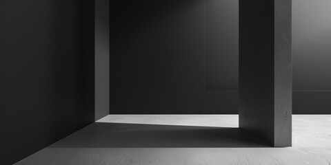 A minimalist design featuring a pure black background, Minimalist digital artwork in monochrome, Modern minimalist style