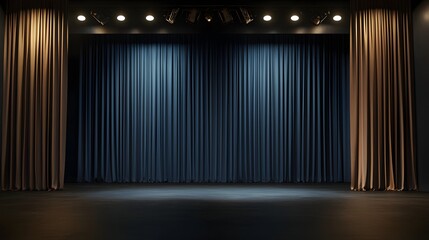 Elegant Theater Setup with Textured Curtains and Soft Lighting for Dramatic Performances