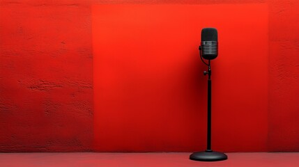 background black end isolated microphone red up white