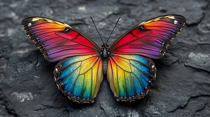 Rainbow butterfly wings colorful.