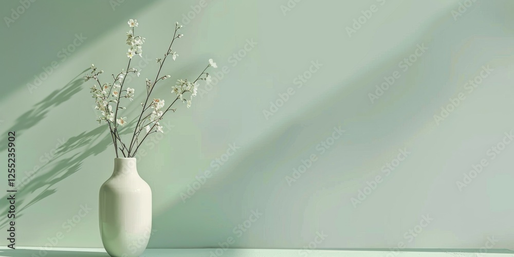 Poster a minimalist design with a light mint background, clean lines and delicate textures, modern minimali