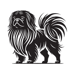 Exquisite Pekingese silhouette for premium art and graphic projects - Pekingese illustration - minimal Pekingese vector - dog silhouette
