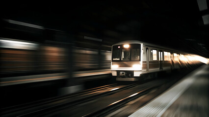 Naklejka premium subway high speed train in motion