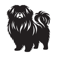 Simplistic Pekingese silhouette capturing the breed’s adorable nature - Pekingese illustration - minimal Pekingese vector - dog silhouette
