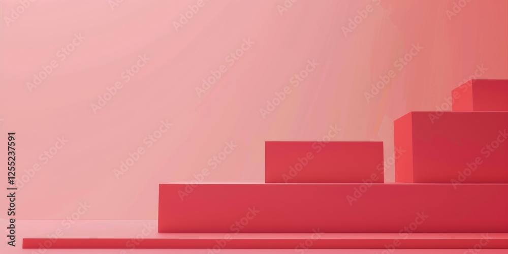 Poster A minimalist design with a light ruby-red background, Clean lines and subtle gradients, Modern minimalist style