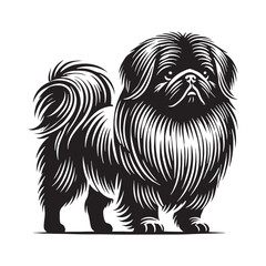 Pekingese silhouette highlighting its adorable, round face - Pekingese illustration - minimal Pekingese vector - dog silhouette
