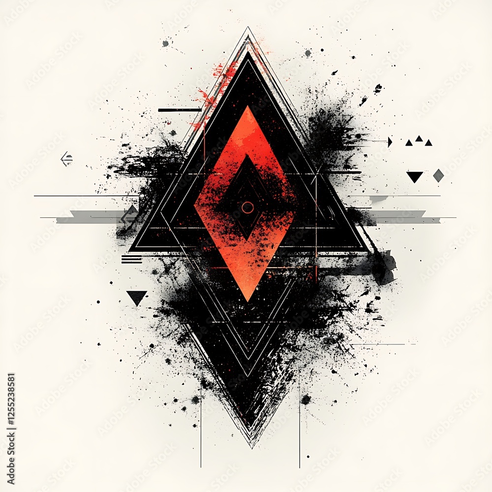 Poster abstract geometric design with splashes
