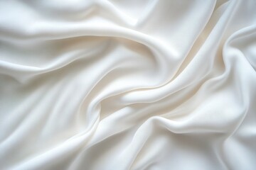Obraz premium Soft white cashmere fabric flows gracefully, displaying exquisite draping and a beautiful interplay of light and shadow that highlights its smooth texture and depth