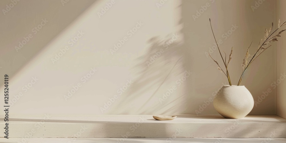 Poster a minimalist design with a light taupe background, clean edges and warm neutrals, modern minimalist 