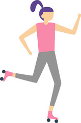 Fototapeta premium Energetic young woman roller skating outdoors, embracing a healthy lifestyle while enjoying recreational fun and the vibrant joy of movement during sunny spring and summer days