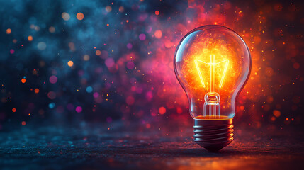 Innovative light bulb concept for smart idea and breakthrough solutions with banner copy space