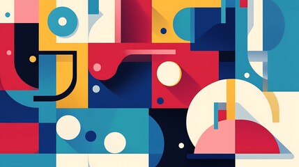 Fototapeta premium Abstract geometric shapes colorful composition