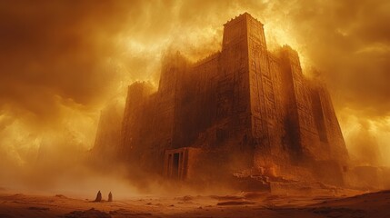 Epic Desert Fortress Under a Golden Sky