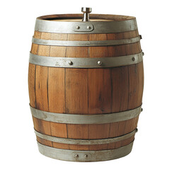 Obraz premium Rustic Vintage Wooden Barrel with Metal Hoops and Tap for Authentic Beverage Storage and Home Décor