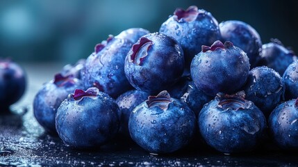 ripe blueberries isolated on transparent background
