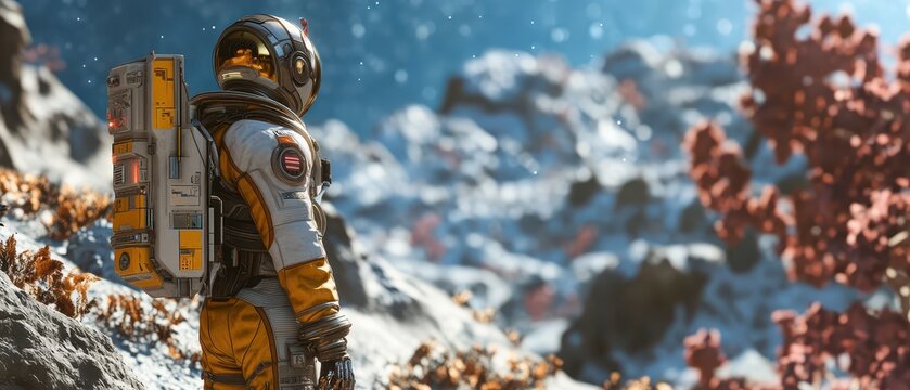 Human astronaut discovering an AIbuilt civilization on an exoplanet