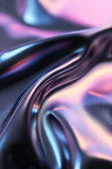 A sleek black leather surface catches iridescent light, creating a luxurious and innovative look ideal for branding opportunities and contemporary environments