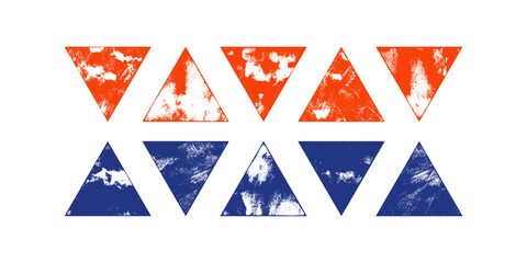 Vector set with grunge textured triangles. Elements for design
