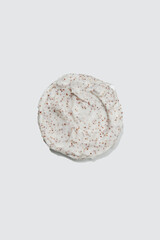 Cosmetic smear. Smears of body scrub. Fruit and berry body scrub texture of swatch