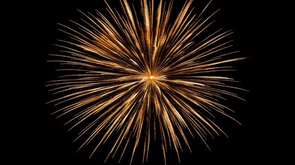 A radiant golden fireworks burst with bright glowing spark trails and depth